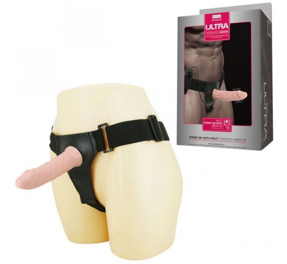 Женский страпон с вибрацией «Ultra» от компании Baile, цвет телесный, BW-022050