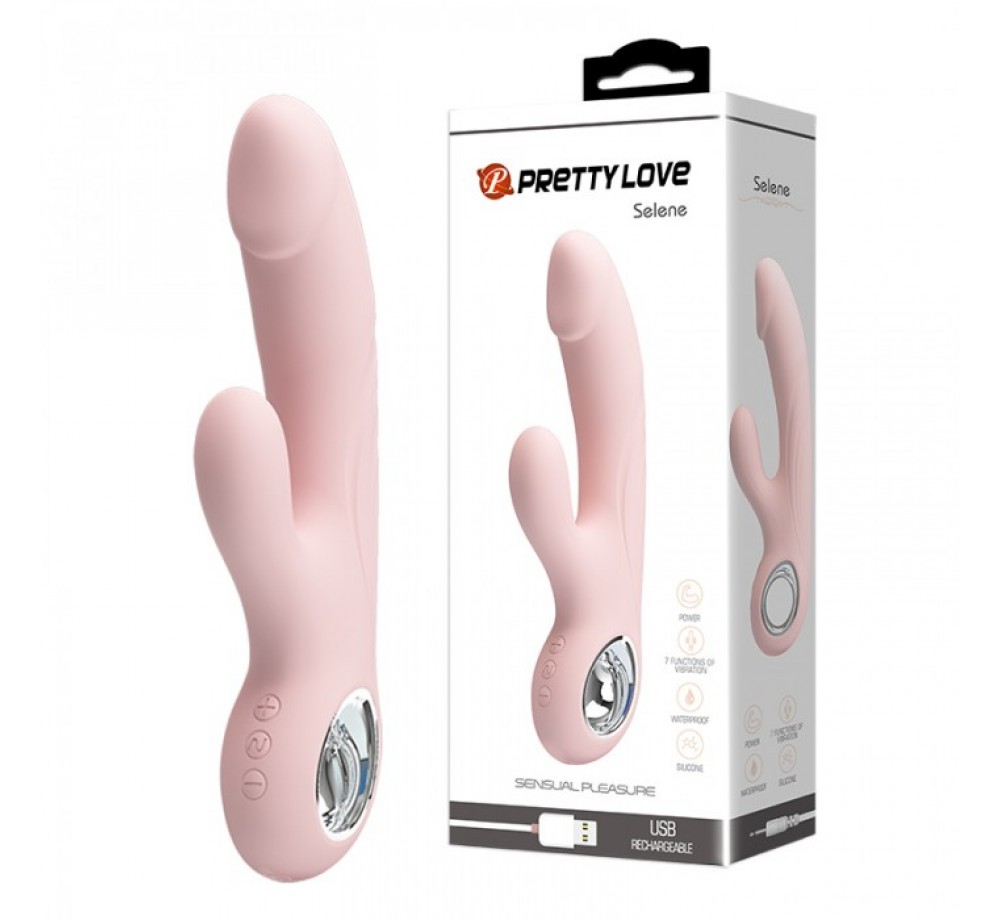 ЖЕНСКИЙ ВИБРАТОР С КЛИТОРАЛЬНЫМ СТИМУЛЯТОРОМ И ЯРКО ВЫРАЖЕННОЙ ГОЛОВКОЙ «SELENE» ИЗ КОЛЛЕКЦИИ PRETTY LOVE ОТ BAILE, ЦВЕТ БЕЖЕВЫЙ, BI-014513-1