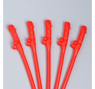 Трубочки коктейльные "18+", 5 штук, красные