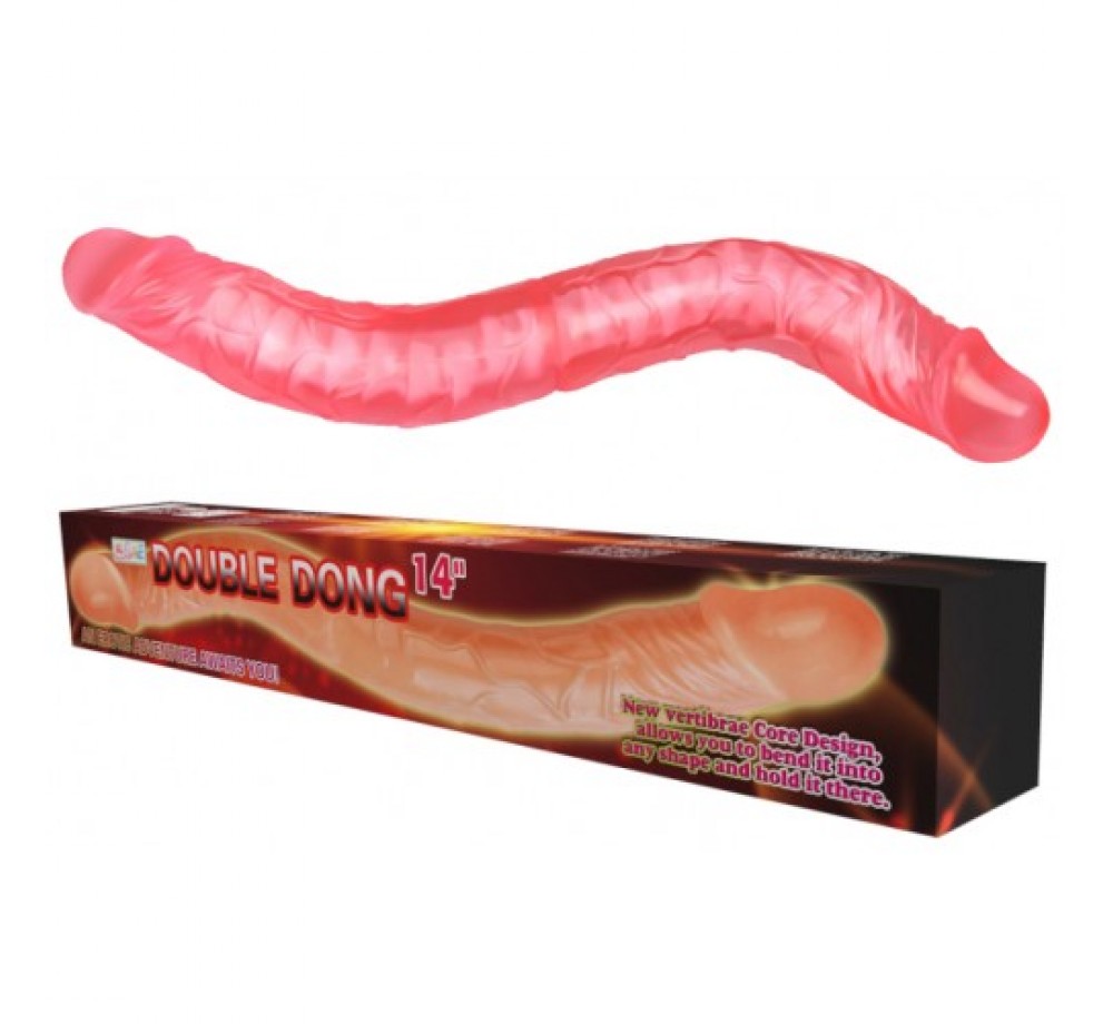 Двухголовый фаллоимитатор с хребтом розовый 36 см