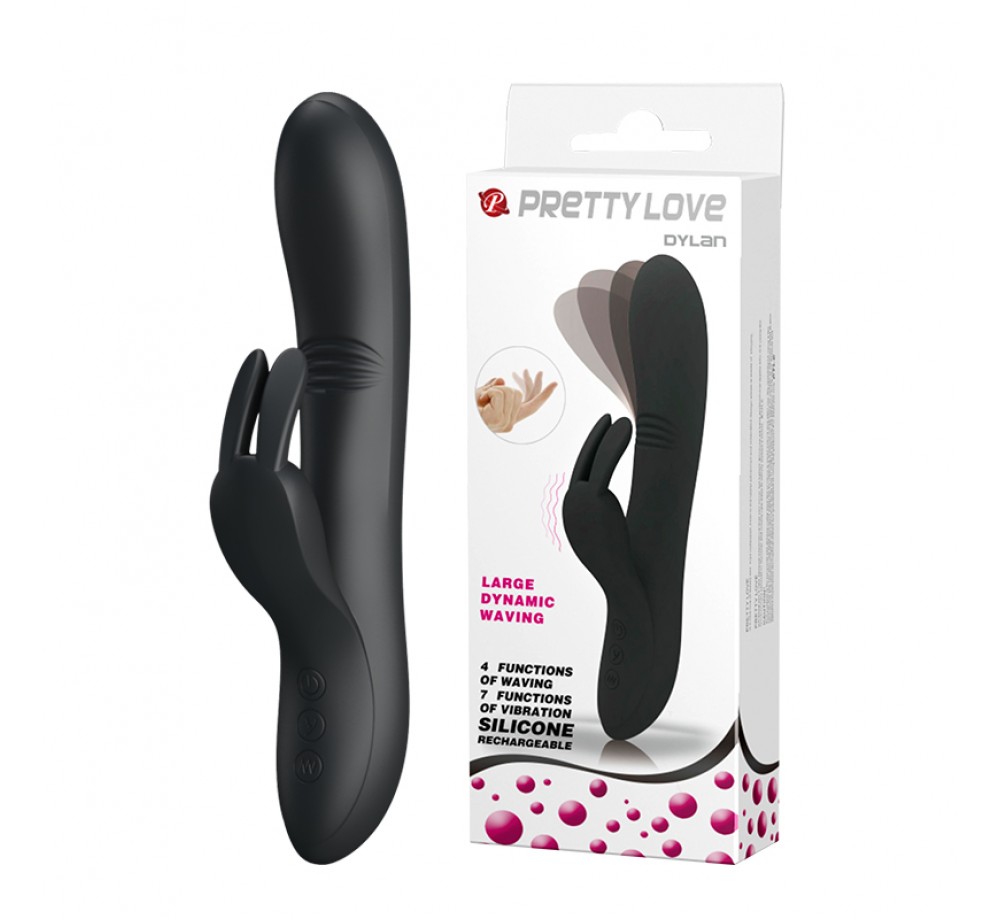 Baile Вибратор силиконовый с зайчиком-стимулятором клитора Dylan - 21.3 см 