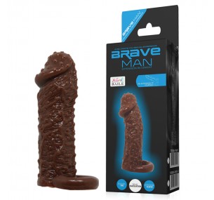 Фаллическая насадка с точками и подхватом мошонки - 13 см.