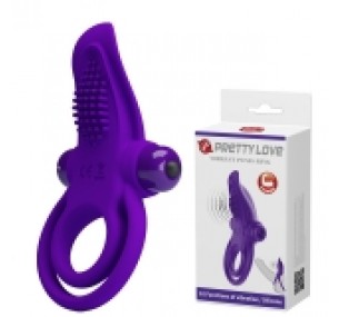 Эрекционное кольцо с вибростимуляцией клитора, 10 режимов, L 11,3 см, D 2,5 см и 4,5 см, силикон