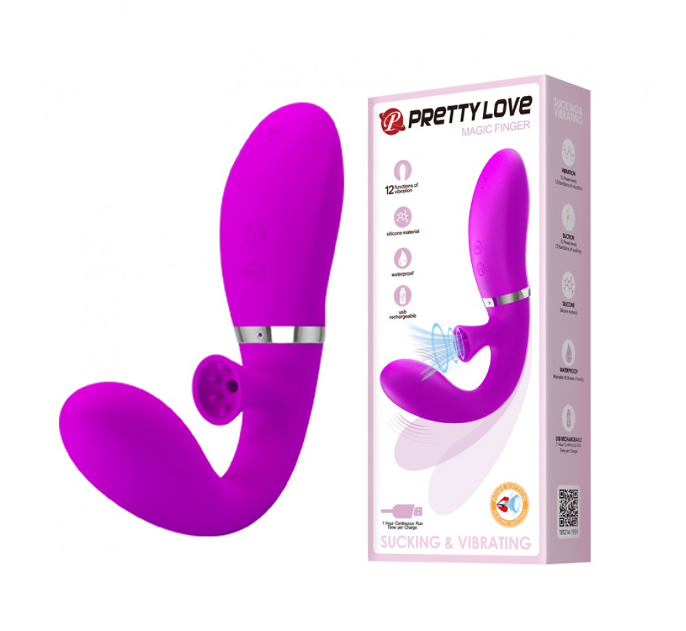 Baile Вибромассажёр из силикона с клиторальным отростком Magic Finger