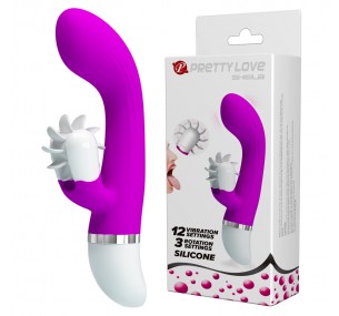 Pretty love Вибратор силиконовый Sheila с вертушкой для клиторальной стимуляции 19.4 см 