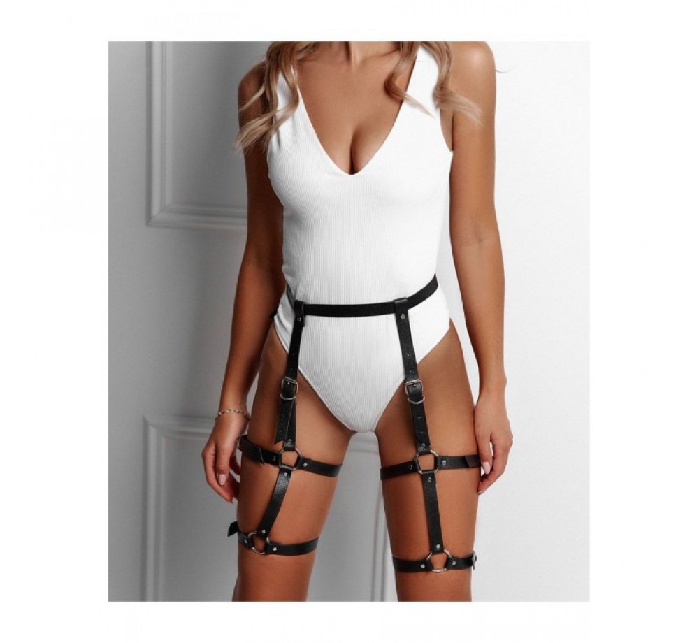 ГАРТЕР ADELINA, НАТУРАЛЬНАЯ КОЖА, красный/чёрный ONE SIZE