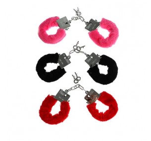 Наручники с мехом пластик, цвет розовый
