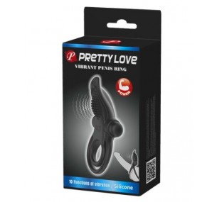 Двойное эрекционное виброкольцо Pretty Love Vibrant Penis Ring с язычком