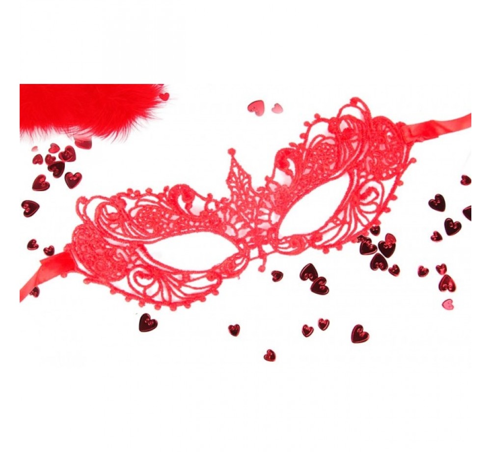 МАСКА АЖУРНАЯ КЭРОЛИН ЦВЕТ КРАСНЫЙ, ТЕКСТИЛЬ АРТ. EE-20357-3