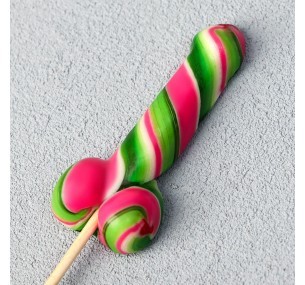  Леденец на палочке «Мистер М», зелёно-розовый, 7,5 см, 18 г