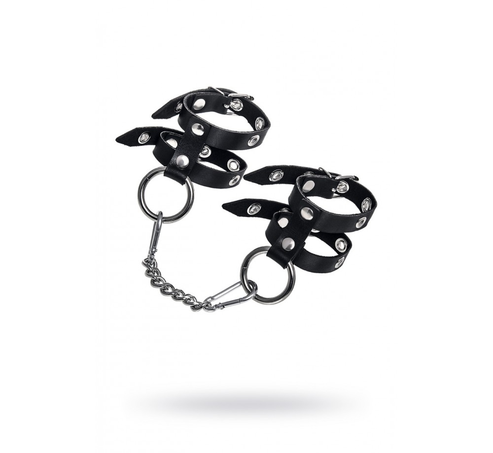 НАРУЧНИКИ PECADO BDSM, ОДНОСЛОЙНЫЕ ИЗ ДВУХ РЕМЕШКОВ, НАТУРАЛЬНАЯ КОЖА, ЧЕРНЫЕ