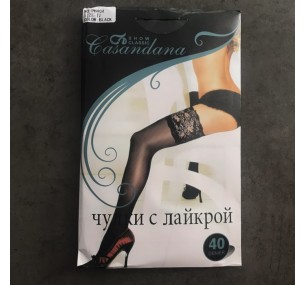 ЧУЛКИ ЖЕНСКИЕ С ЛАЙКРОЙ 40 DEN "CASANDANA" ЦВЕТ - ЧЁРНЫЙ АРТ. 1414Б-2