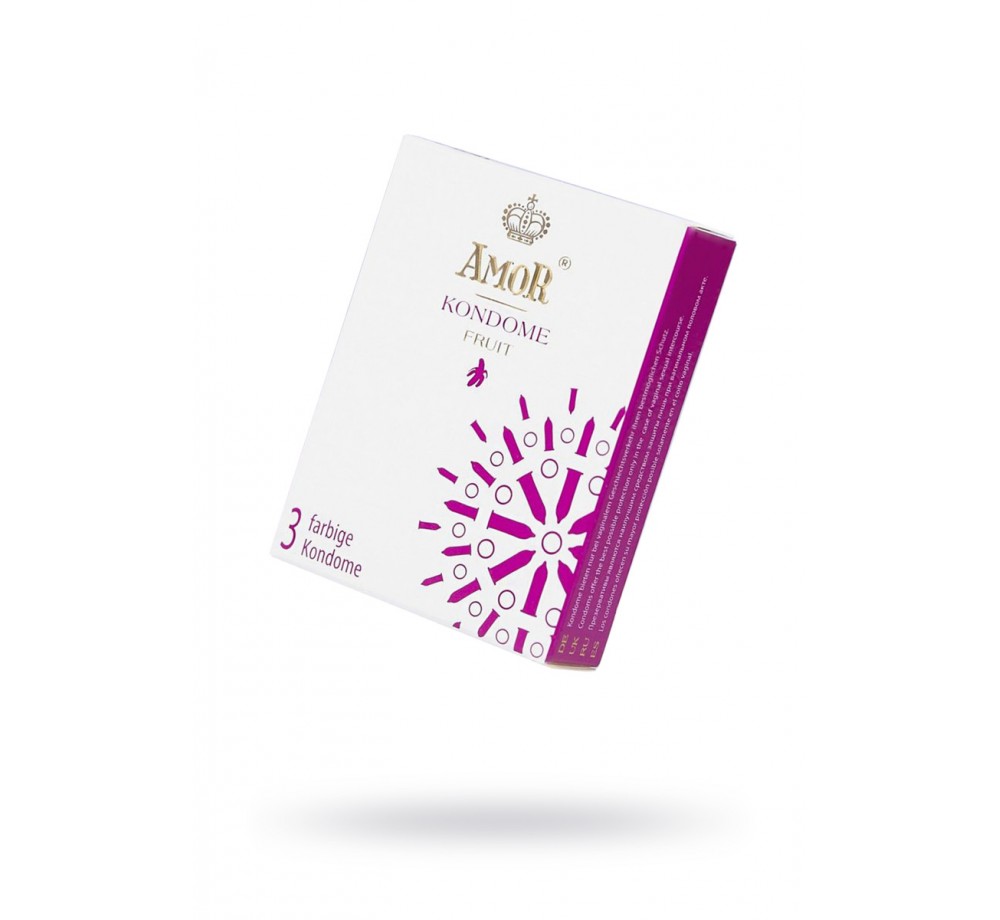 Презервативы Amor, фрукт, латекс, 18 см, 5,3 см, 3 шт.