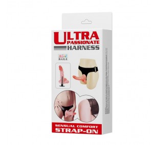 Реалистичный страпон на ремешках - 15,5 см.