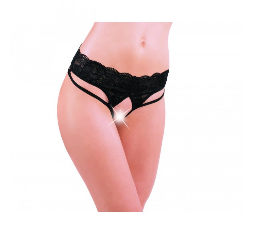 СТРИНГИ ЖЕНСКИЕ С ДОСТУПОМ И ПОДВЕСКОЙ РАЗМ. 42-44, ЦВЕТ ЧЕРНЫЙ АРТ. 2842