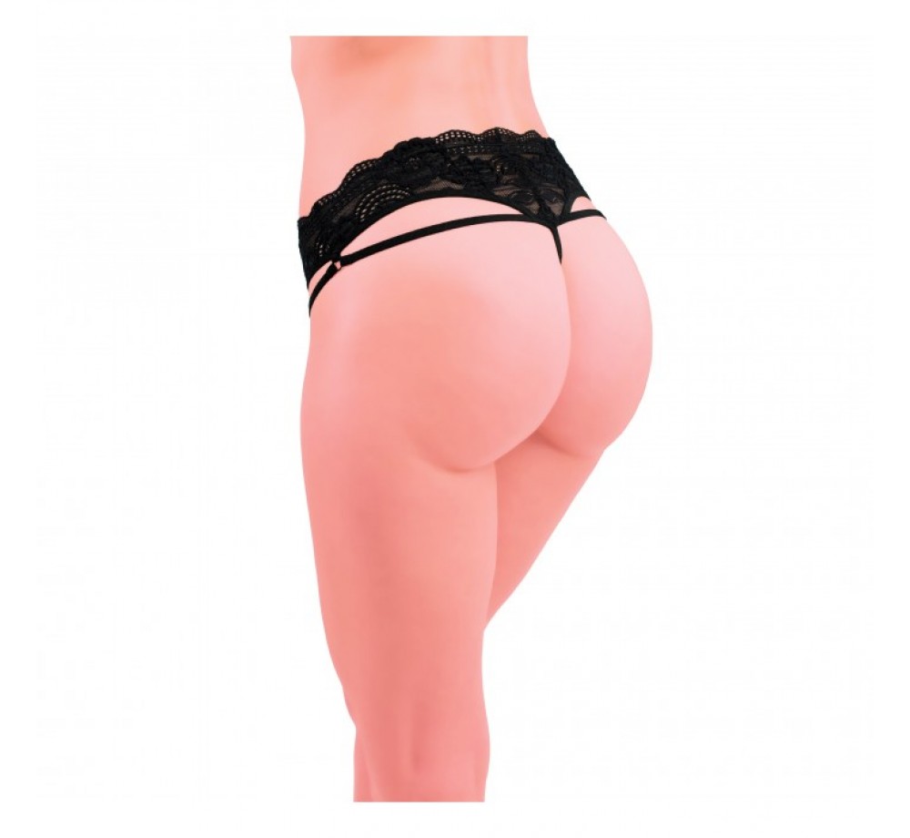 СТРИНГИ ЖЕНСКИЕ С ДОСТУПОМ И ПОДВЕСКОЙ РАЗМ. 42-44, ЦВЕТ ЧЕРНЫЙ АРТ. 2842