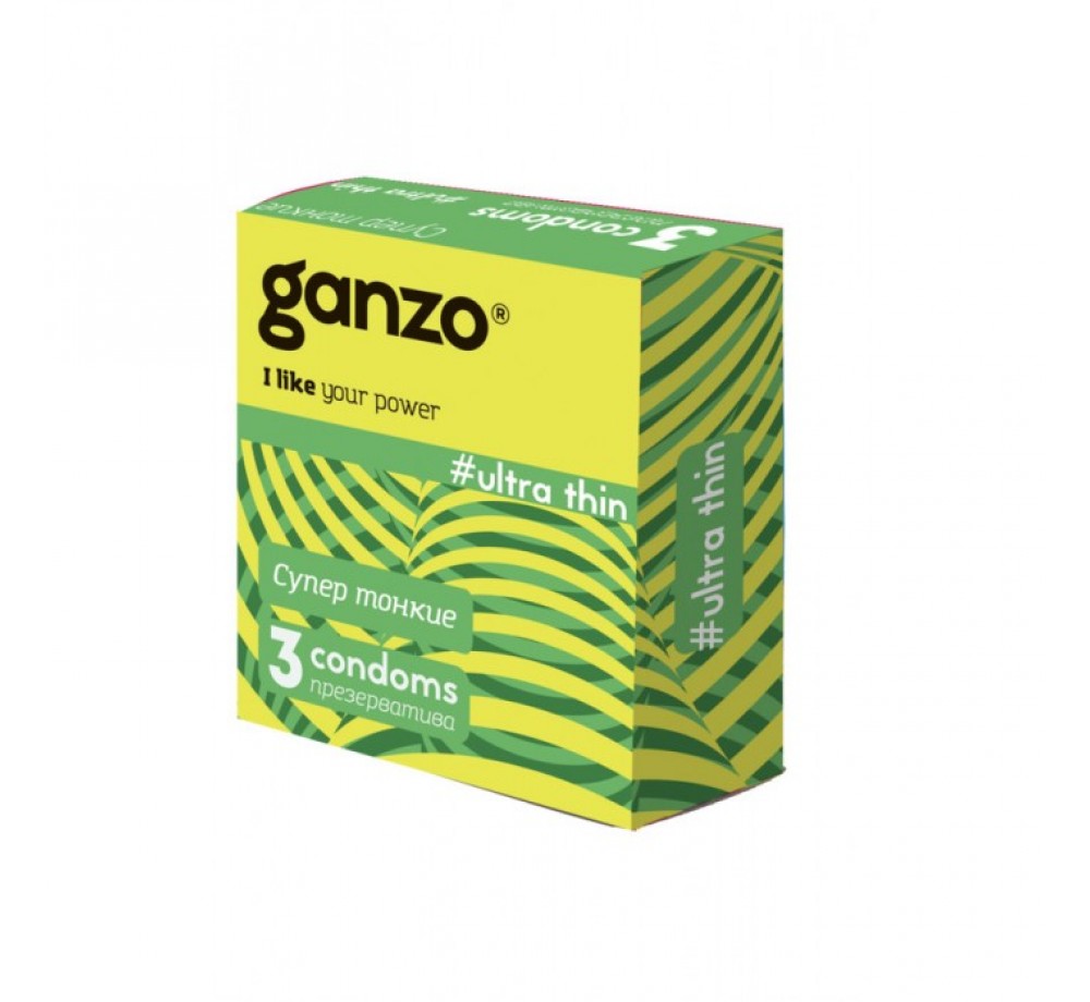 ПРЕЗЕРВАТИВЫ GANZO ULTRA THIN, УЛЬТРАТОНКИЕ, ЛАТЕКС, 18 СМ, 3 ШТ