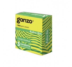 ПРЕЗЕРВАТИВЫ GANZO ULTRA THIN, УЛЬТРАТОНКИЕ, ЛАТЕКС, 18 СМ, 3 ШТ