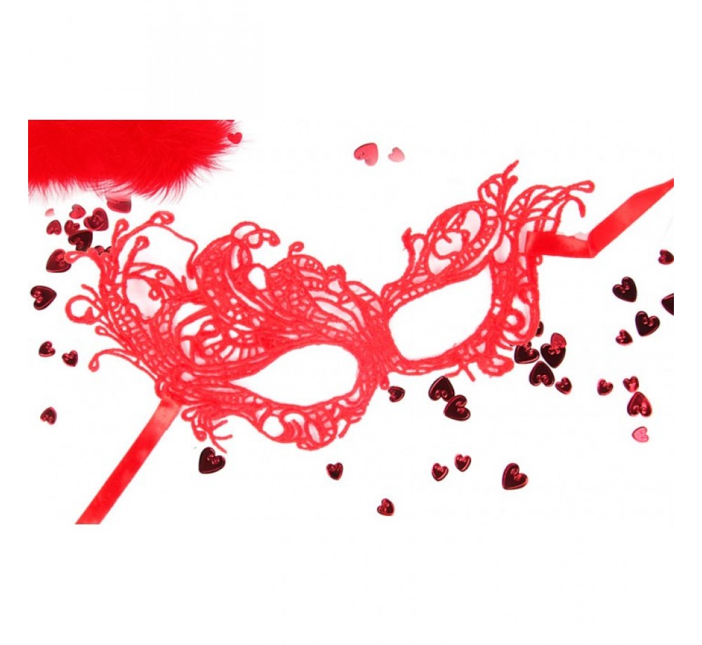 МАСКА АЖУРНАЯ "МАРГО" цвет красный, текстиль арт. EE-20352-3