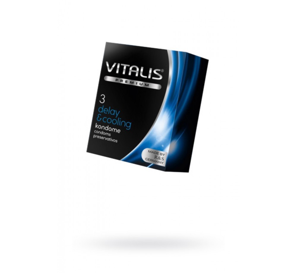  ПРЕЗЕРВАТИВЫ "VITALIS" PREMIUM №3 DEIAY AND COOLING - С ОХЛАЖДАЮЩИМ ЭФФЕКТОМ (ШИРИНА 53MM)