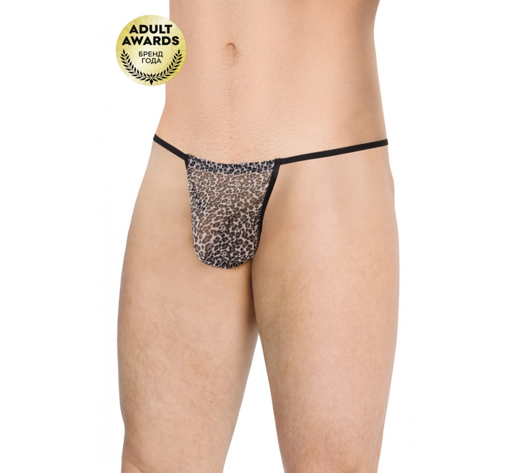 СТРИНГИ МУЖСКИЕ ИЗ СЕТКИ ЛЕОПАРД SOFTLINE COLLECTION, ЛЕОПАРДОВЫЙ, OS