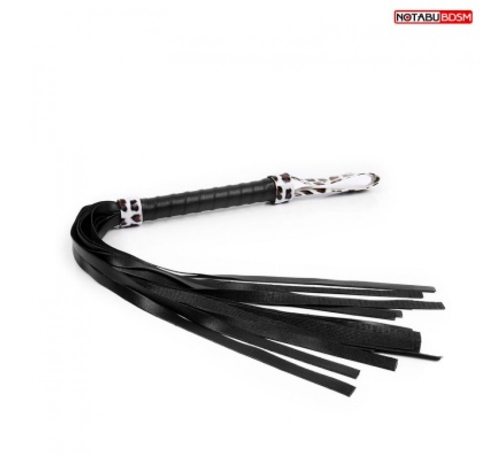 ПЛЕТЬ L рукояти 160 мм L хвоста 330 мм, цвет чёрный/лео, PVC 