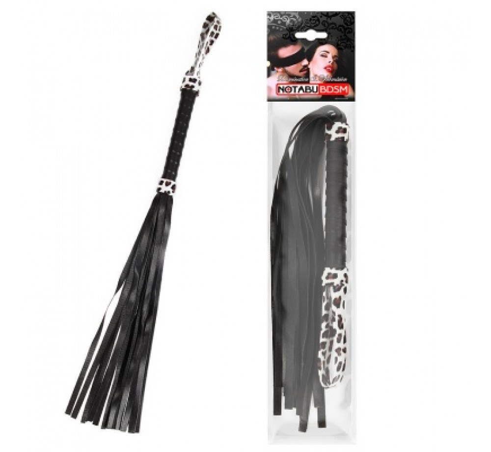 ПЛЕТЬ L рукояти 160 мм L хвоста 330 мм, цвет чёрный/лео, PVC 