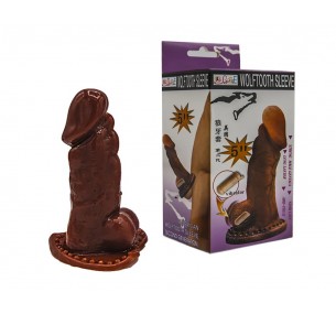 Насадка - презерватив для увеличения длины и объёма члена с вибрацией 