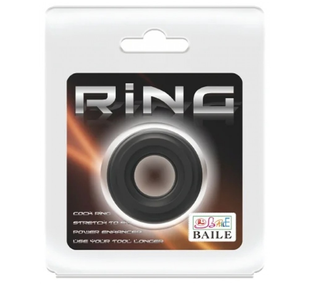 Плотное мужское эрекционное кольцо «Ring», цвет черный, Baile BI-210174