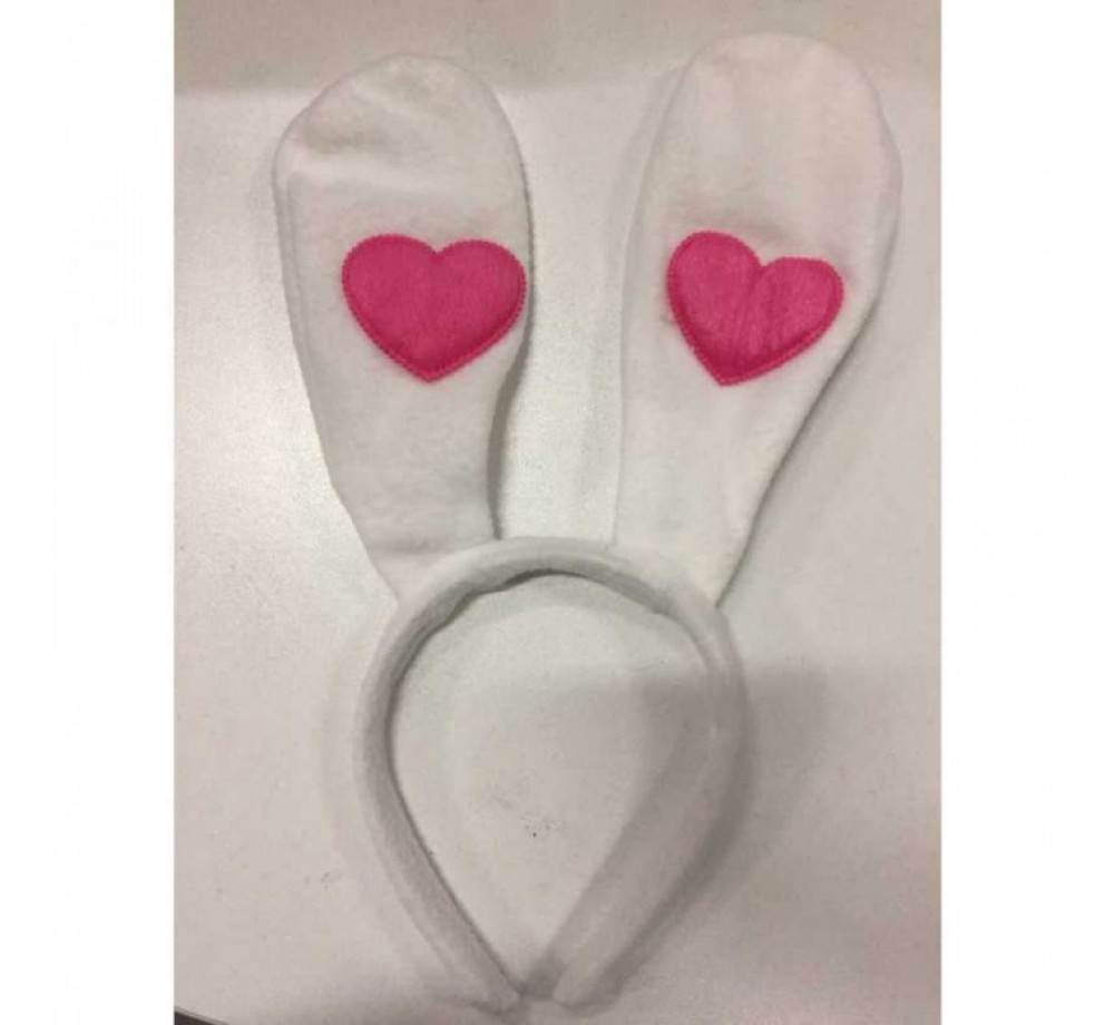 Ушки зайчика с сердечками Le Frivole (белый с розовым)