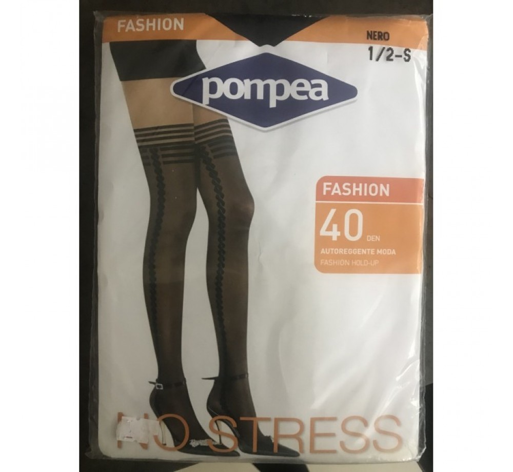ЧУЛКИ POMPEA FASHION 40 DEN, САМОДЕРЖАЩИЕСЯ, ЧЕРНЫЕ, ассортимент