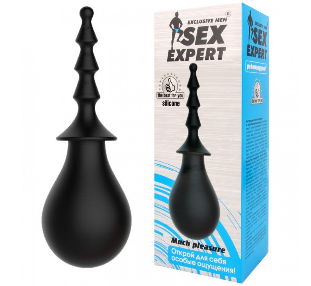 Анальный душ с насадкой в форме елочки от компании Sex Expert, цвет черный, sem-55127