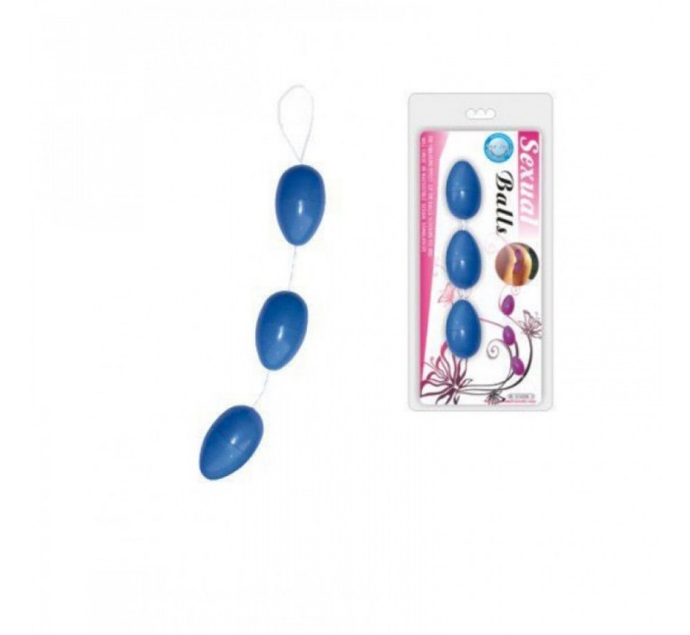  Голубые анальные шарики на связке