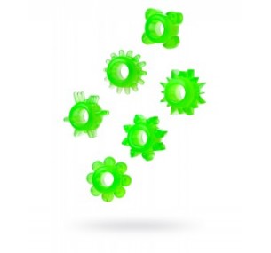 НАБОР КОЛЕЦ НА ПЕНИС TOYFA, ПВХ, ЗЕЛЕНЫЙ, 6 ШТ, Ø2 СМ