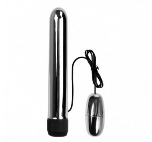 КЛАССИЧЕСКИЙ СЕРЕБРИСТЫЙ ВИБРАТОР С ВИБРОПУЛЕЙ