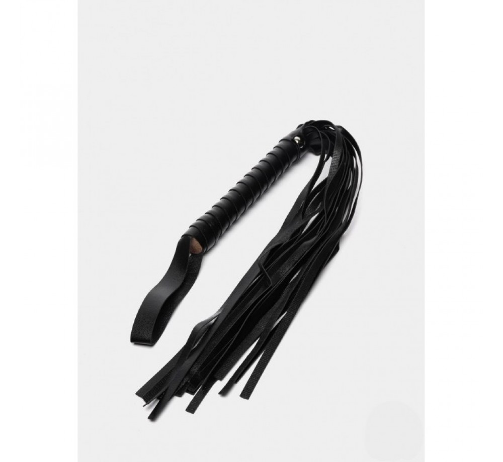 Плеть, цвет чёрный, L рукояти - 16 см, L хвоста - 32 см
