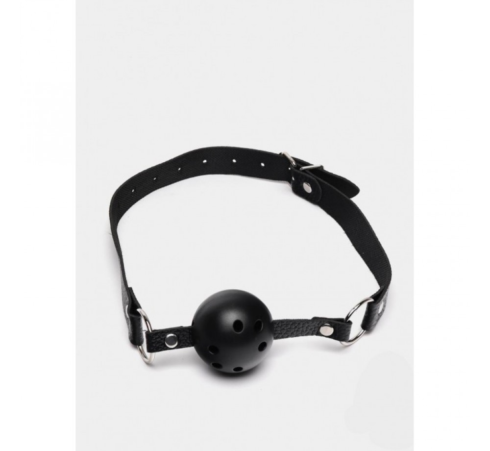 Кляп, шарик с дырками, черный