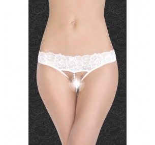 СТРИНГИ ЖЕНСКИЕ С ЖЕМЧУГОМ, ЦВЕТ БЕЛЫЙ 