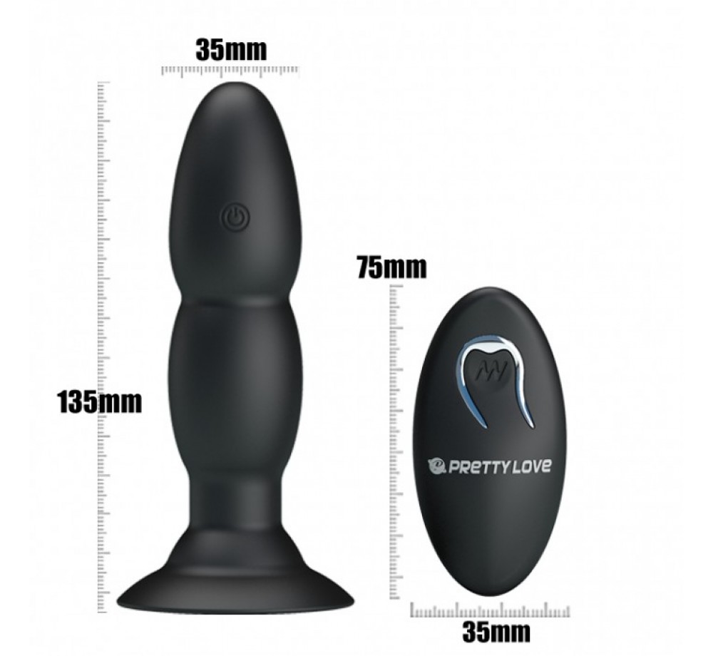 Анальная пробка с вибрацией и ротацией на пульте управления 