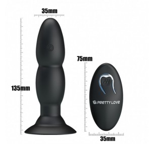 Анальная пробка с вибрацией и ротацией на пульте управления  