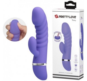 ИЗОГНУТЫЙ РЕБРИСТЫЙ ВИБРАТОР PRETTY LOVE «TRACY» С КЛИТОРАЛЬНЫМ СТИМУЛЯТОРОМ BI-014617-1